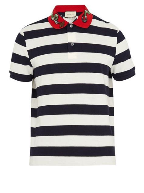 gucci snake polo cheap|gucci navy striped polo shirt.